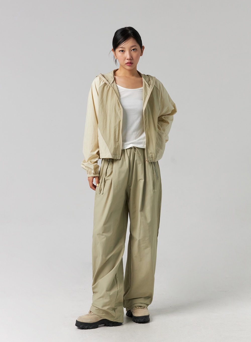 Elastic Waist Nylon Wide-Leg Pants CG329