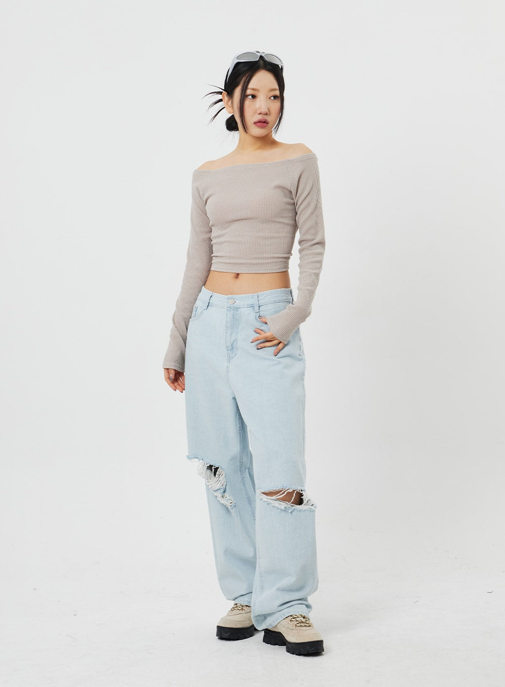 Back Tie Ribbed Knit Top CF316