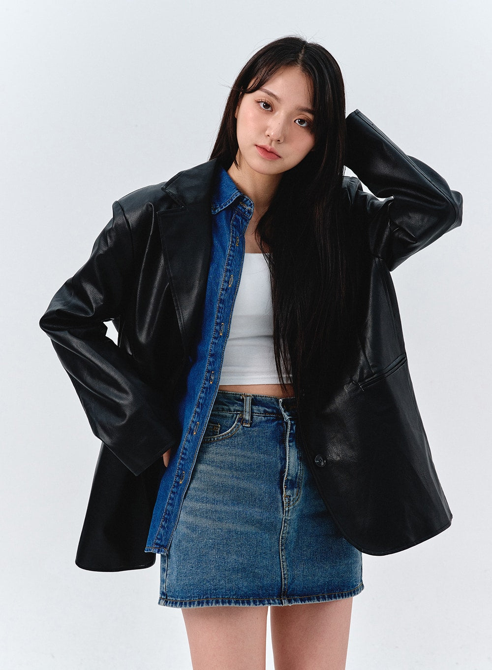 Washed Long Sleeve Denim Shirt OO316