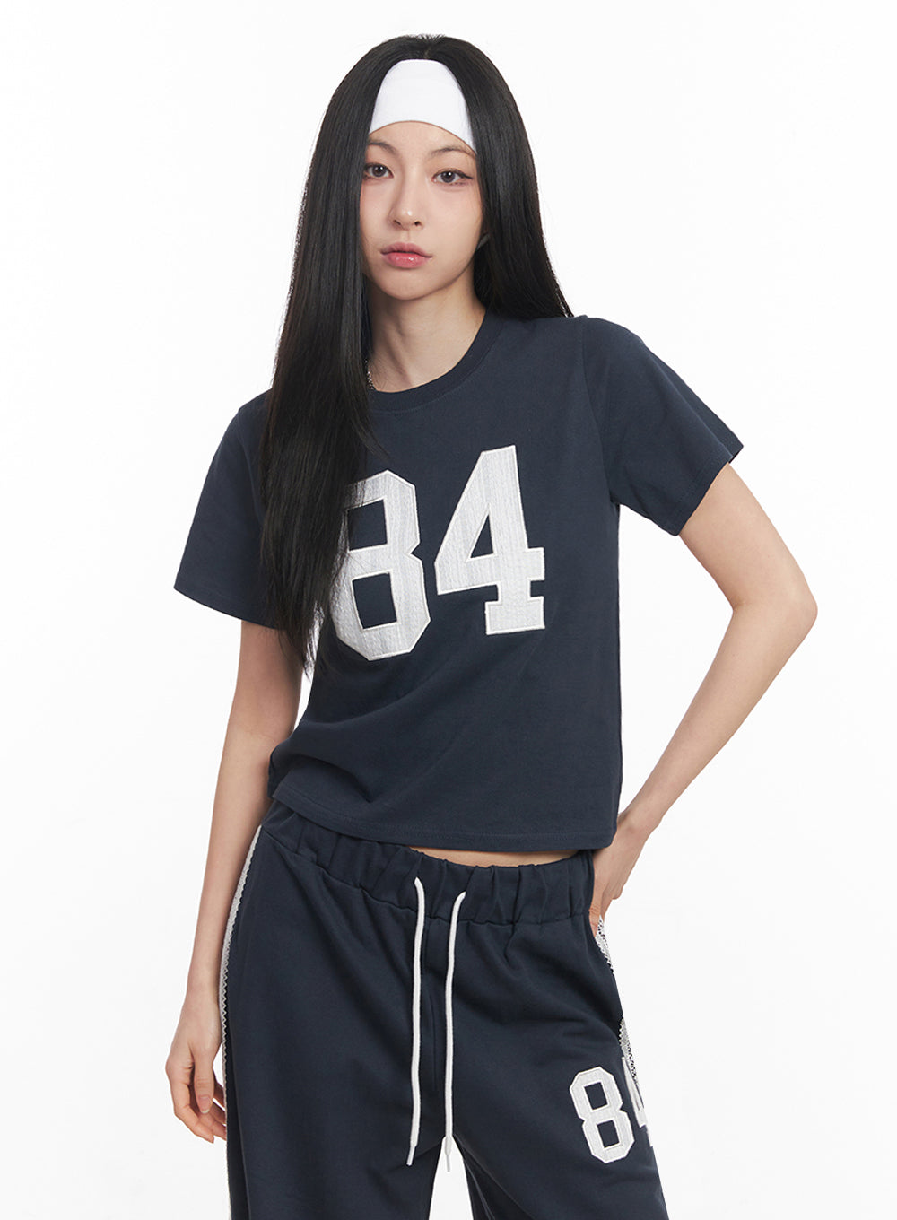 Lace Embroidered "84" Graphic Tee IY516