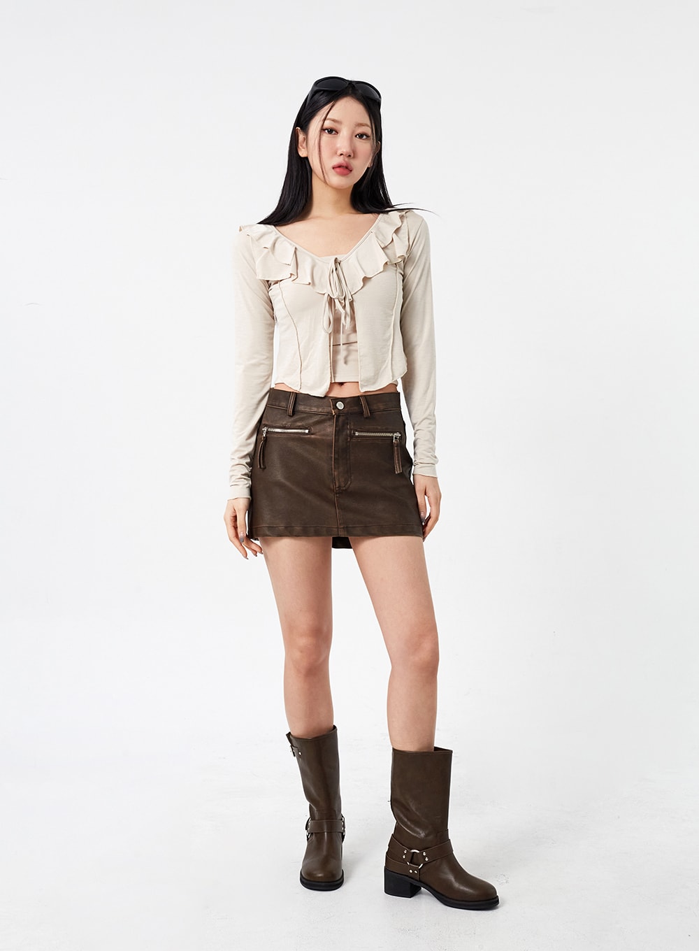 Faux Leather Mini Skirt CM316