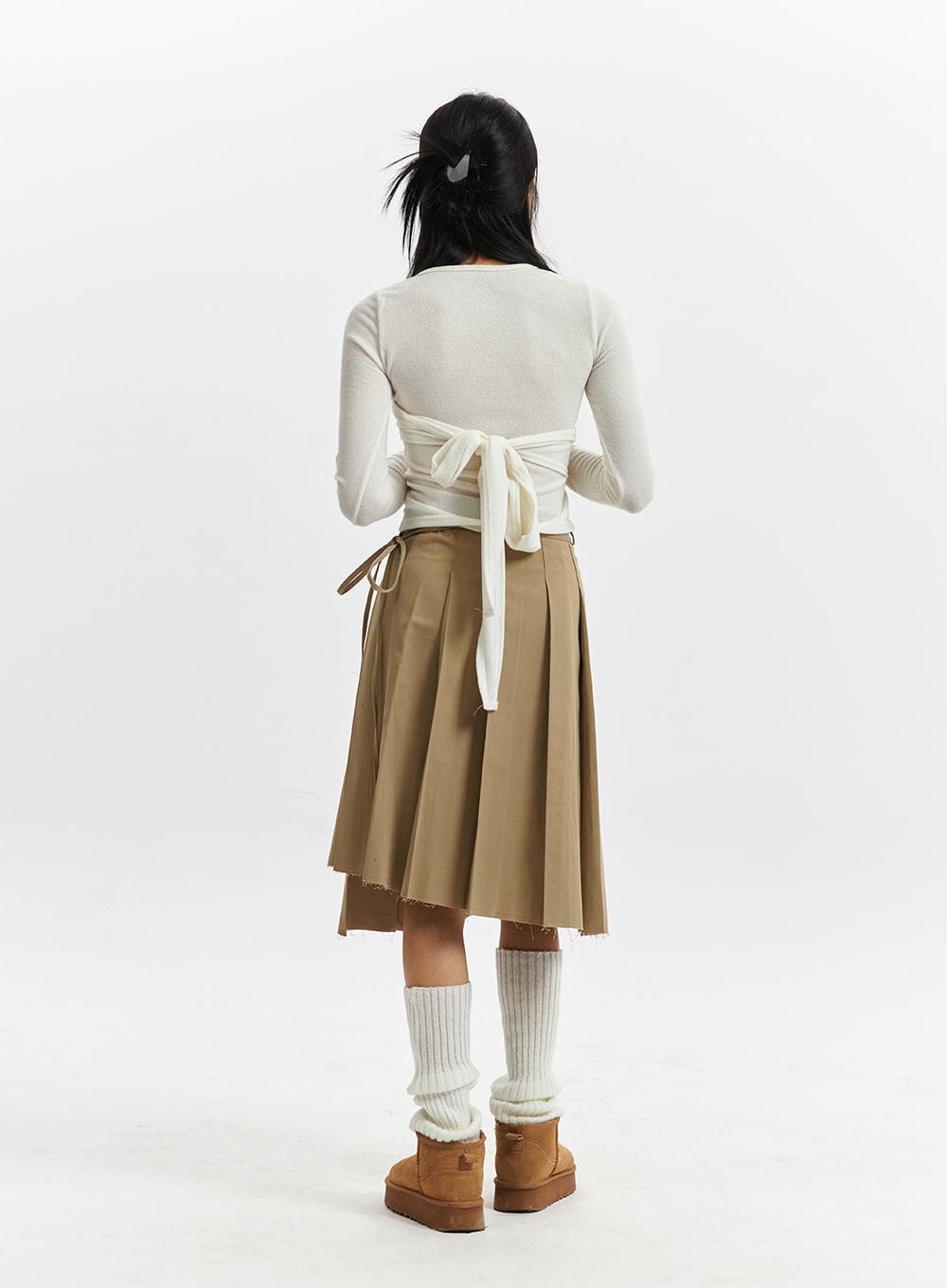 Knotted Wrap Mid-Pleated Skirt CD319