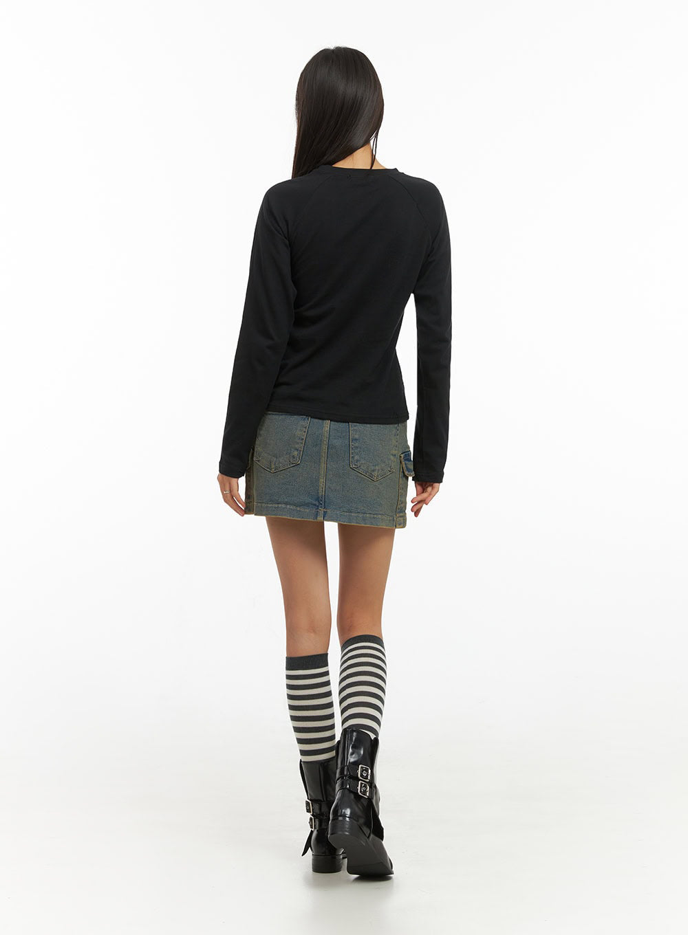 Cotton Graphic Round Neck Long Sleeve Top IO409