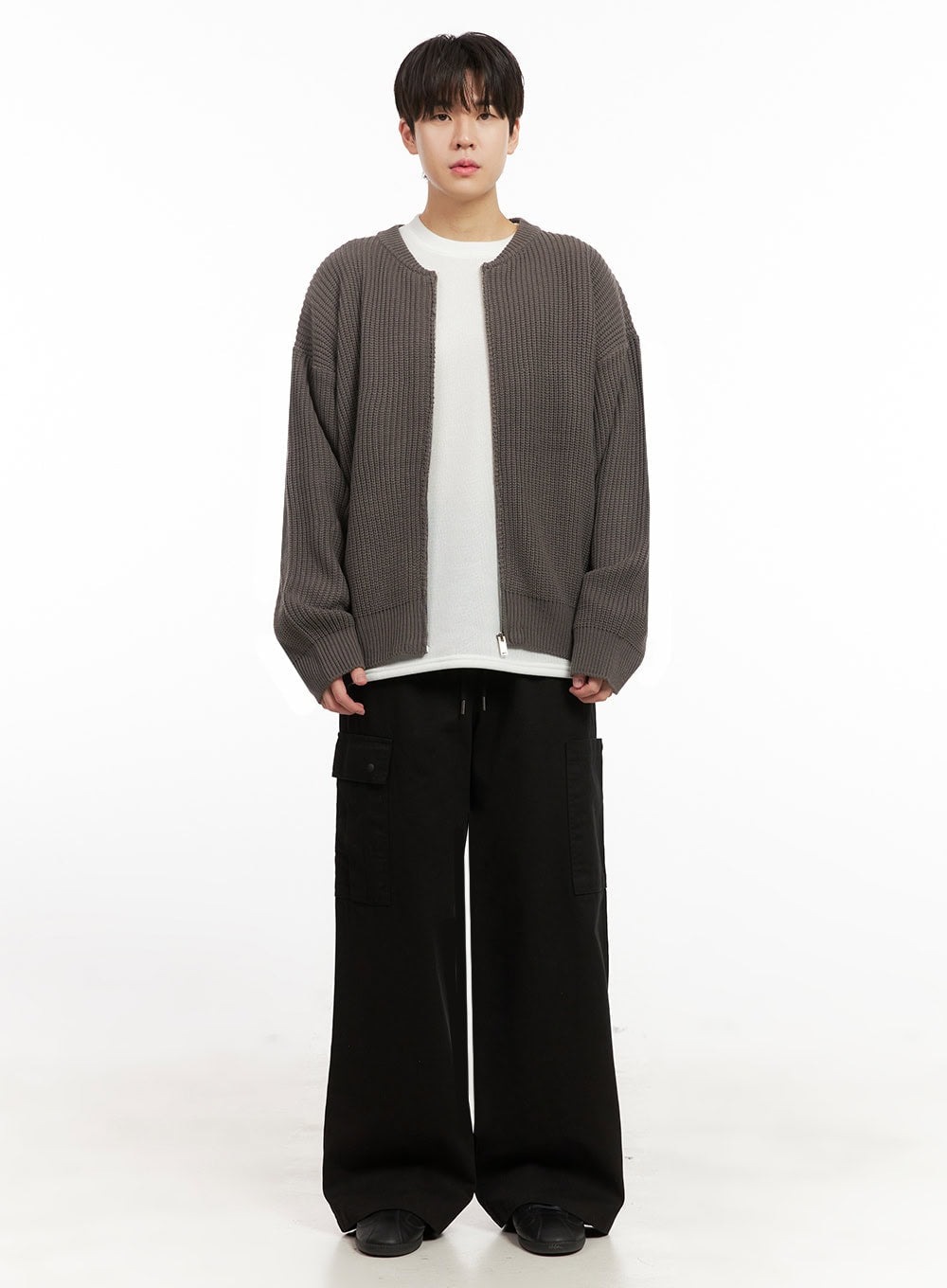 Men's Round Neck Zip-Up Sweater IJ517