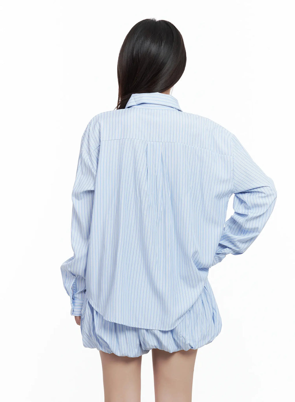 Striped Loose-Fit Button-Up Shirt CL509