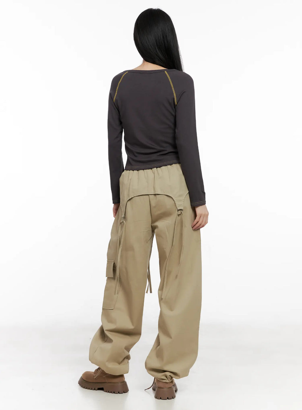 Tattoo Graphic U-Neck Long Sleeve Tee CG526