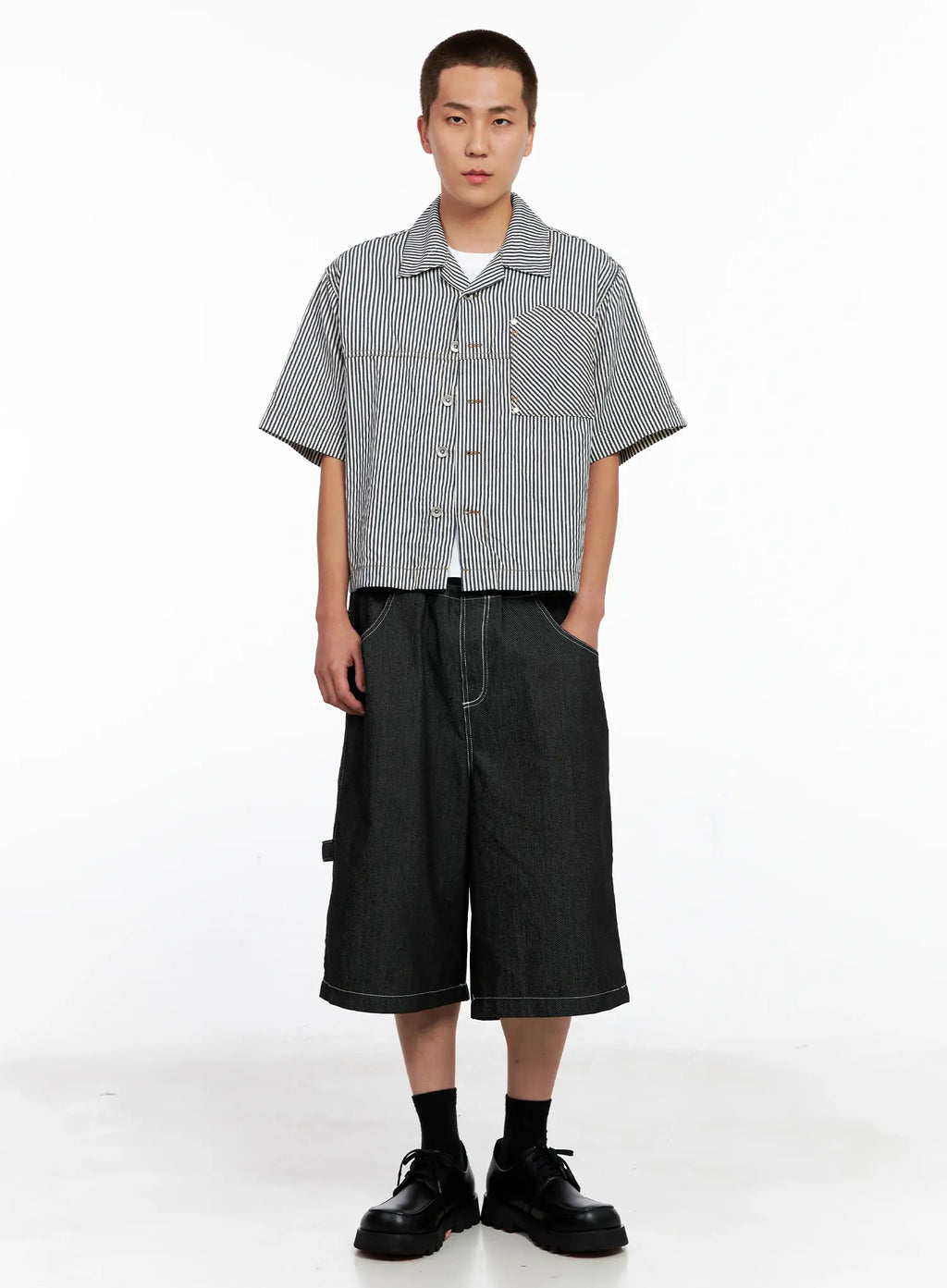 Men's Striped Cropped Jacket IG508