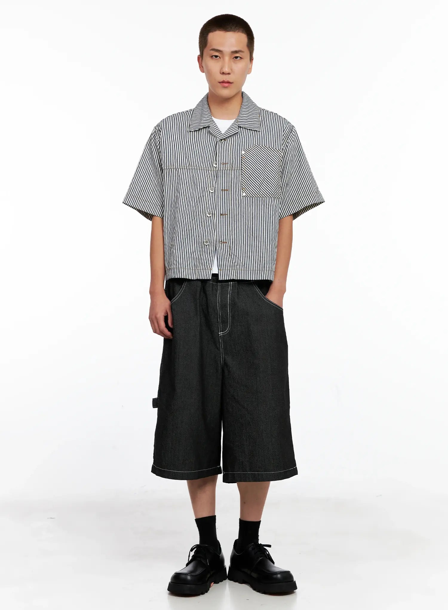 Men's Striped Cropped Jacket IG508