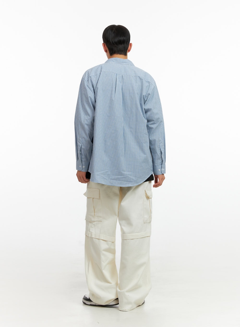 Men's Gingham Cotton Collared Shirt IU412