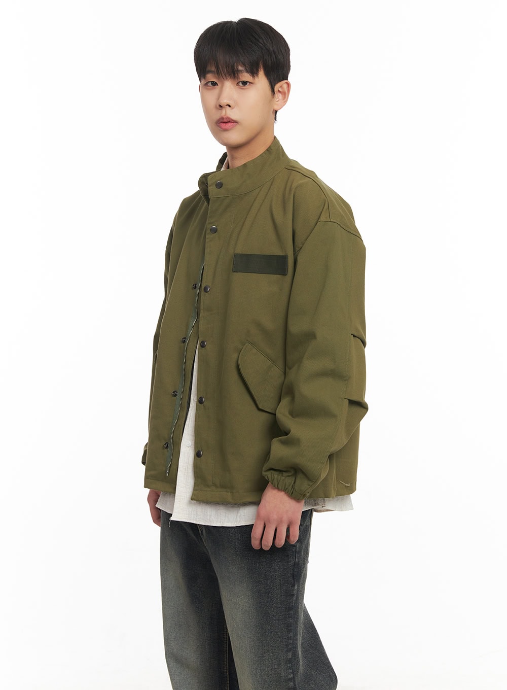 Men's Buttoned Zip-Up Coat IM514