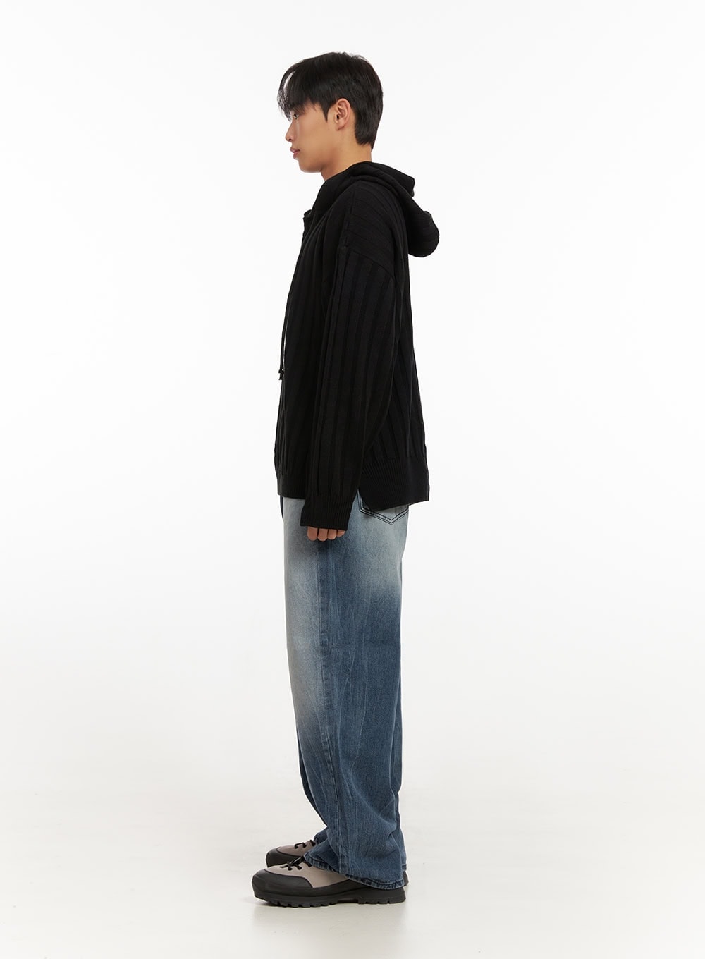 Men's Wide-Fit Washed Denim Jeans ID406