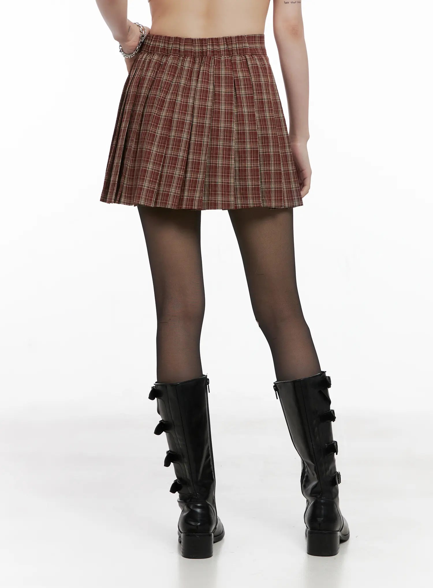 Plaid Pleated Mini Skirt CG519