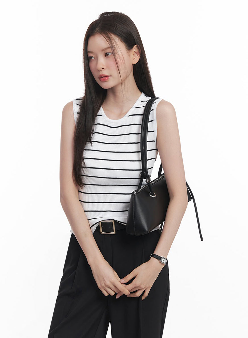 Stripe Slim Sleeveless Top IY509