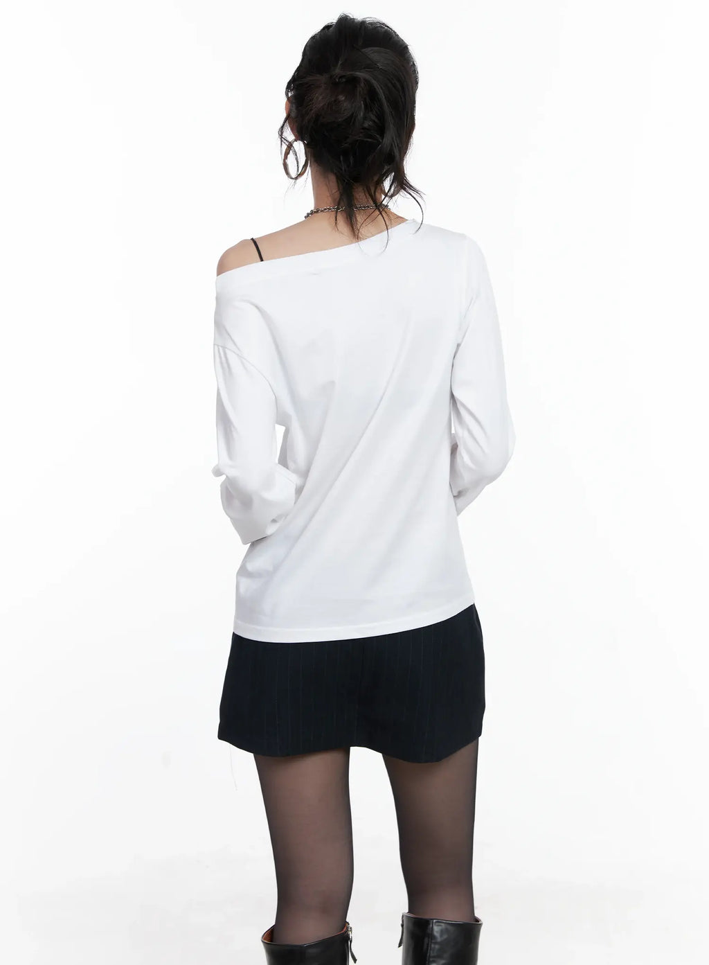 Asymmetrical Shoulder Long Sleeve Top CS512