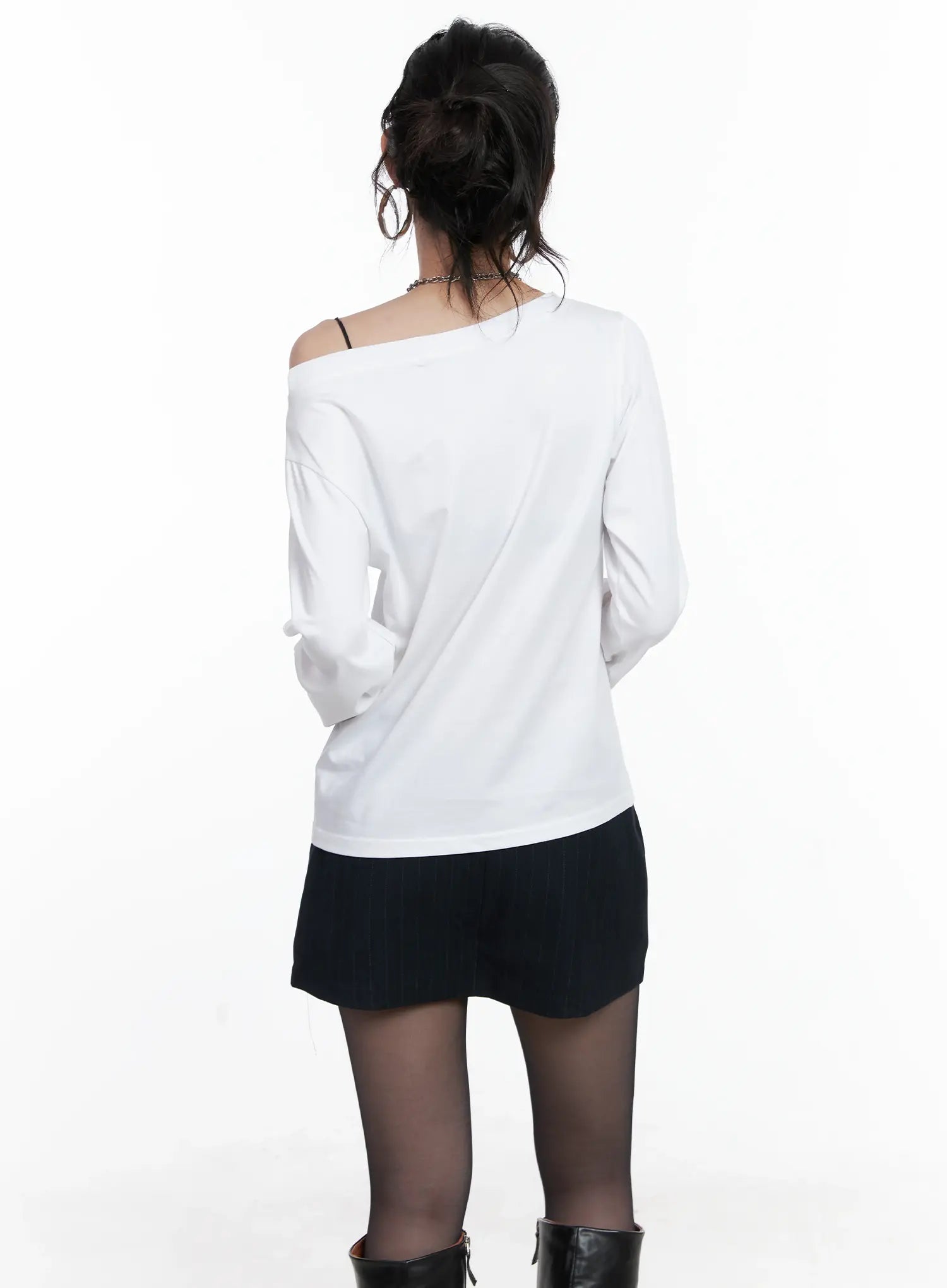 Asymmetrical Shoulder Long Sleeve Top CS512
