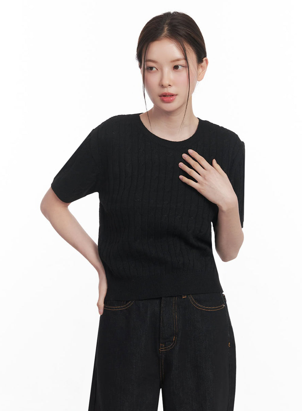 Cable-Knit Crop Top IY513