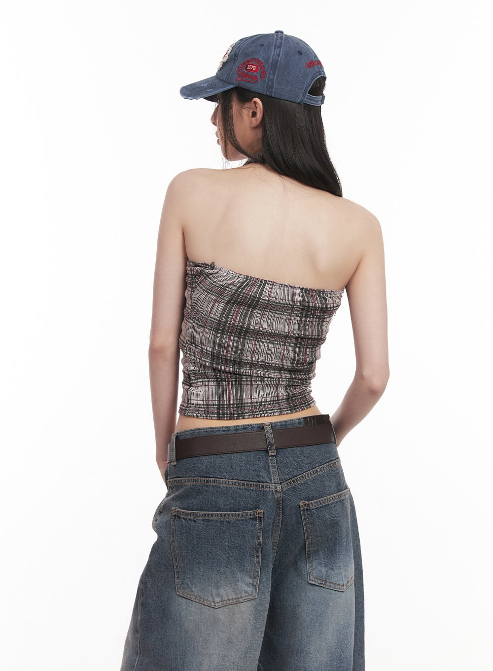 Checkered Tube Top & Scarf Set CM517