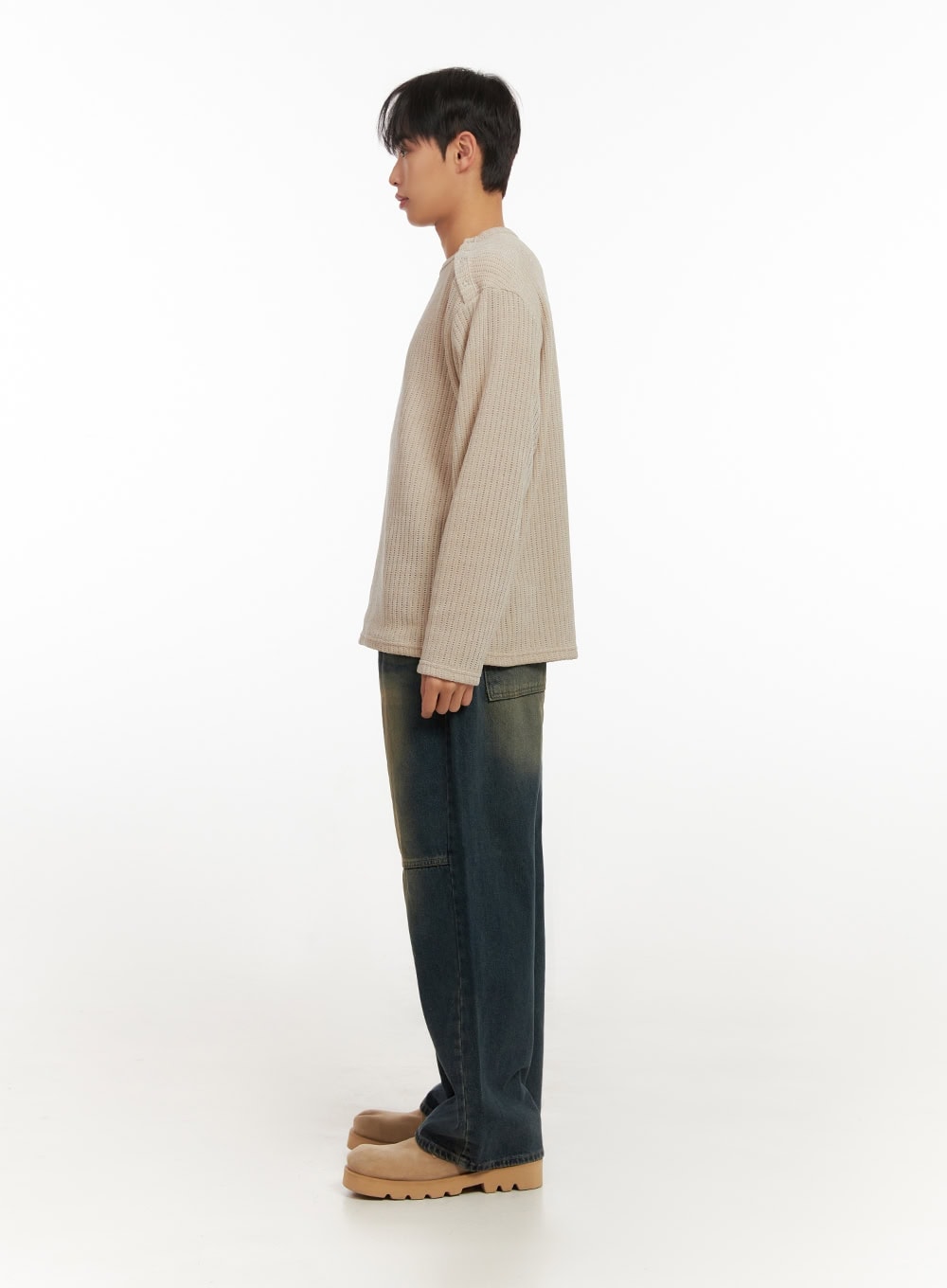 Men's Pocket Detail Wide-Leg Jeans ID406