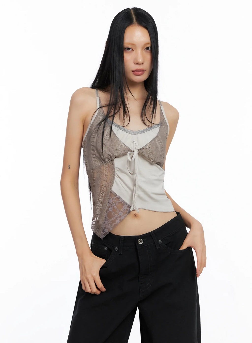 Two-Tone Lace Tank Top CO516