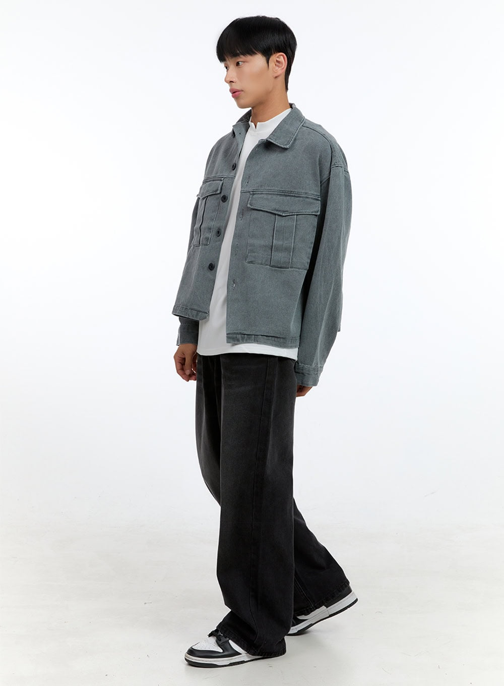 Men's Washed Crop Pocketed Cotton Jacket IG422