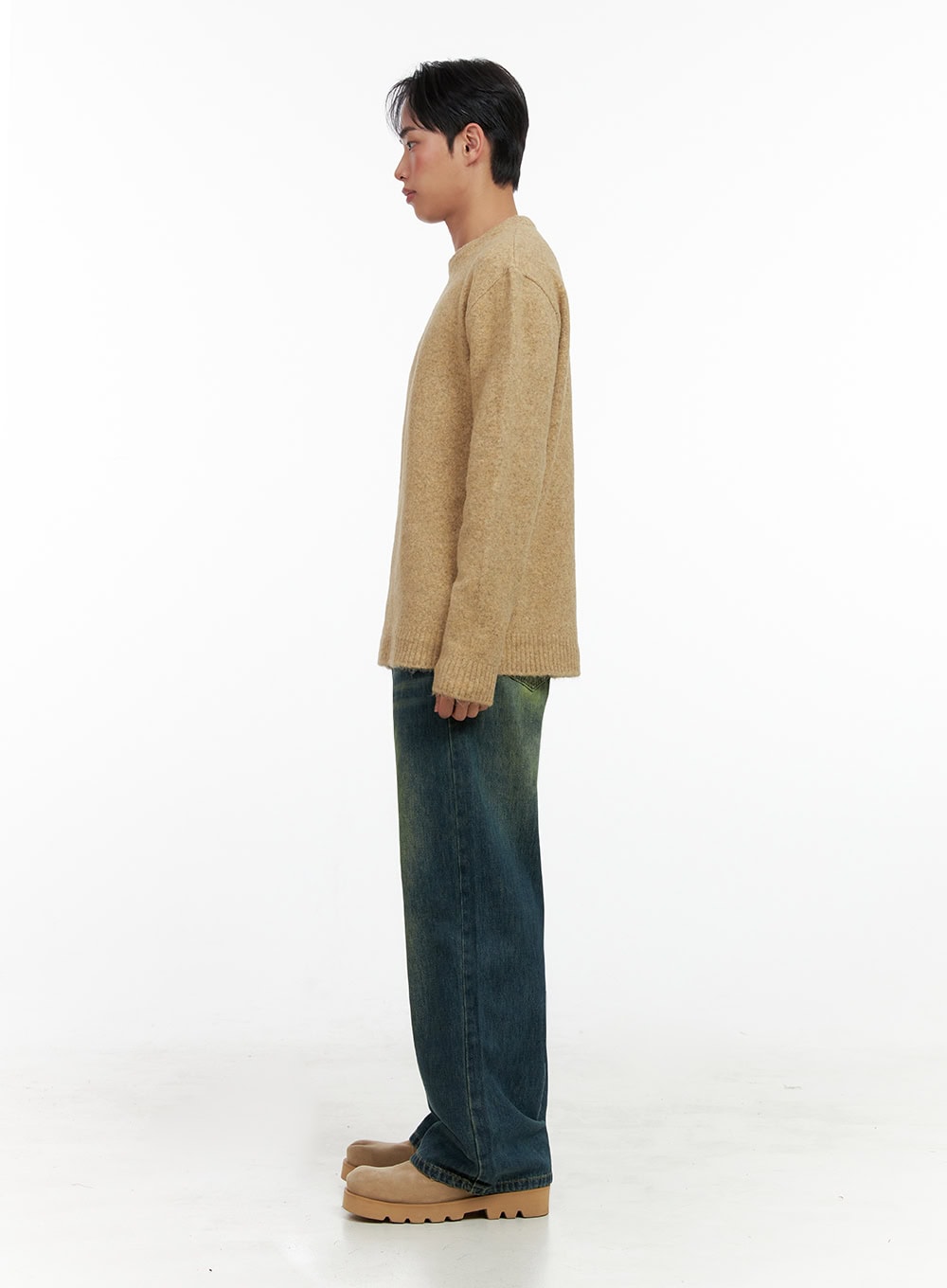 Men's Washed Vintage Wide-Leg Jeans IN426