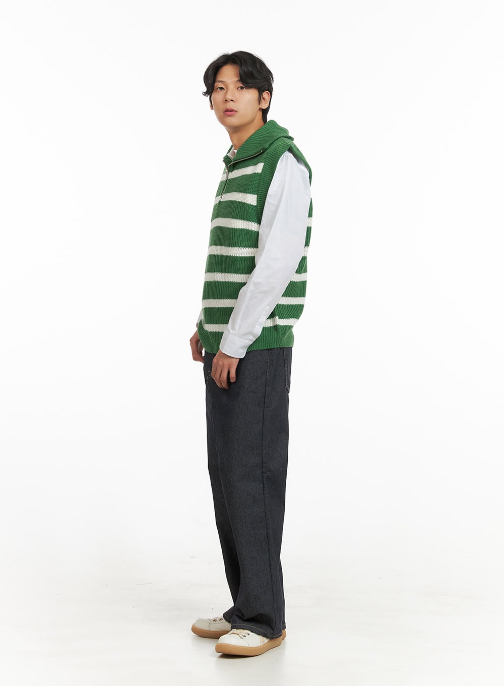 Men's Half Zip-Up Stripe Vest IY424