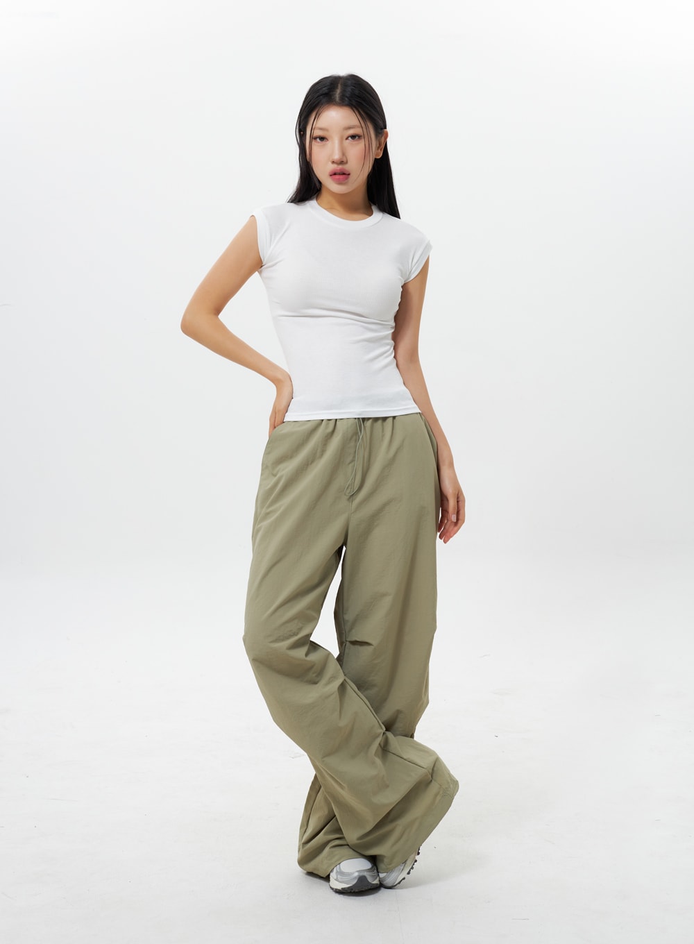 Nylon Wide Track Pants IY311
