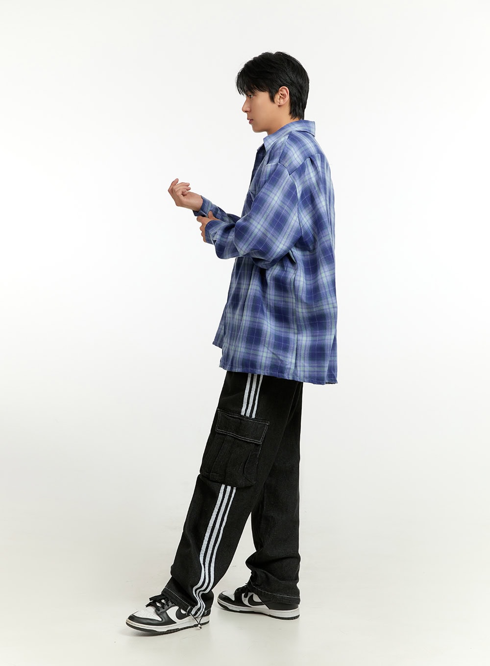 Men's Checkered Buttoned Collar Shirt IL412