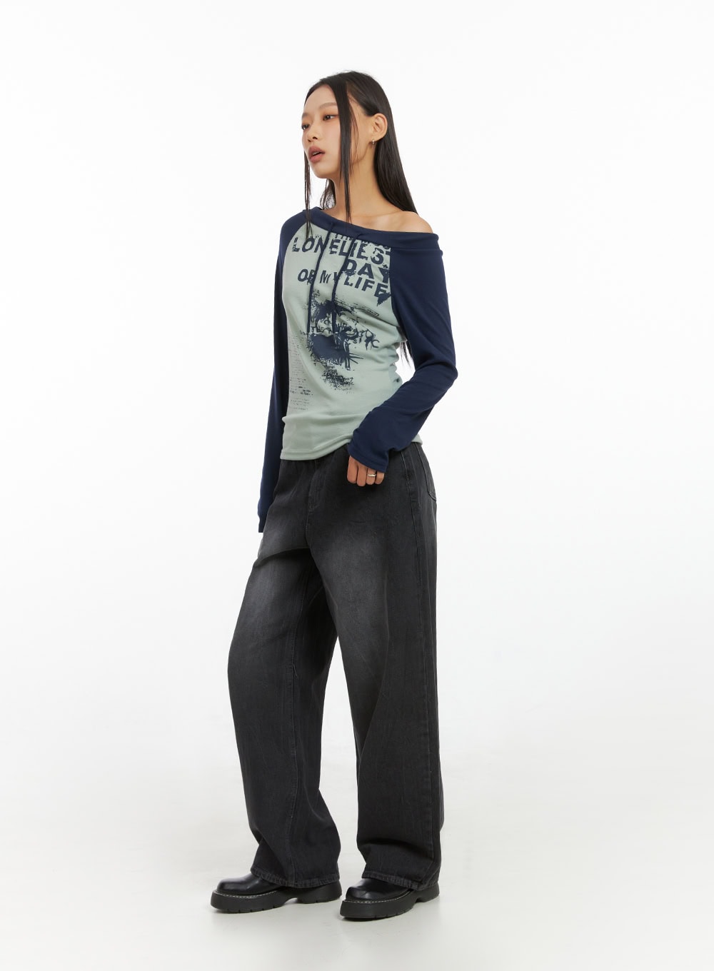 One-Shoulder Raglan Long Sleeve  IS427