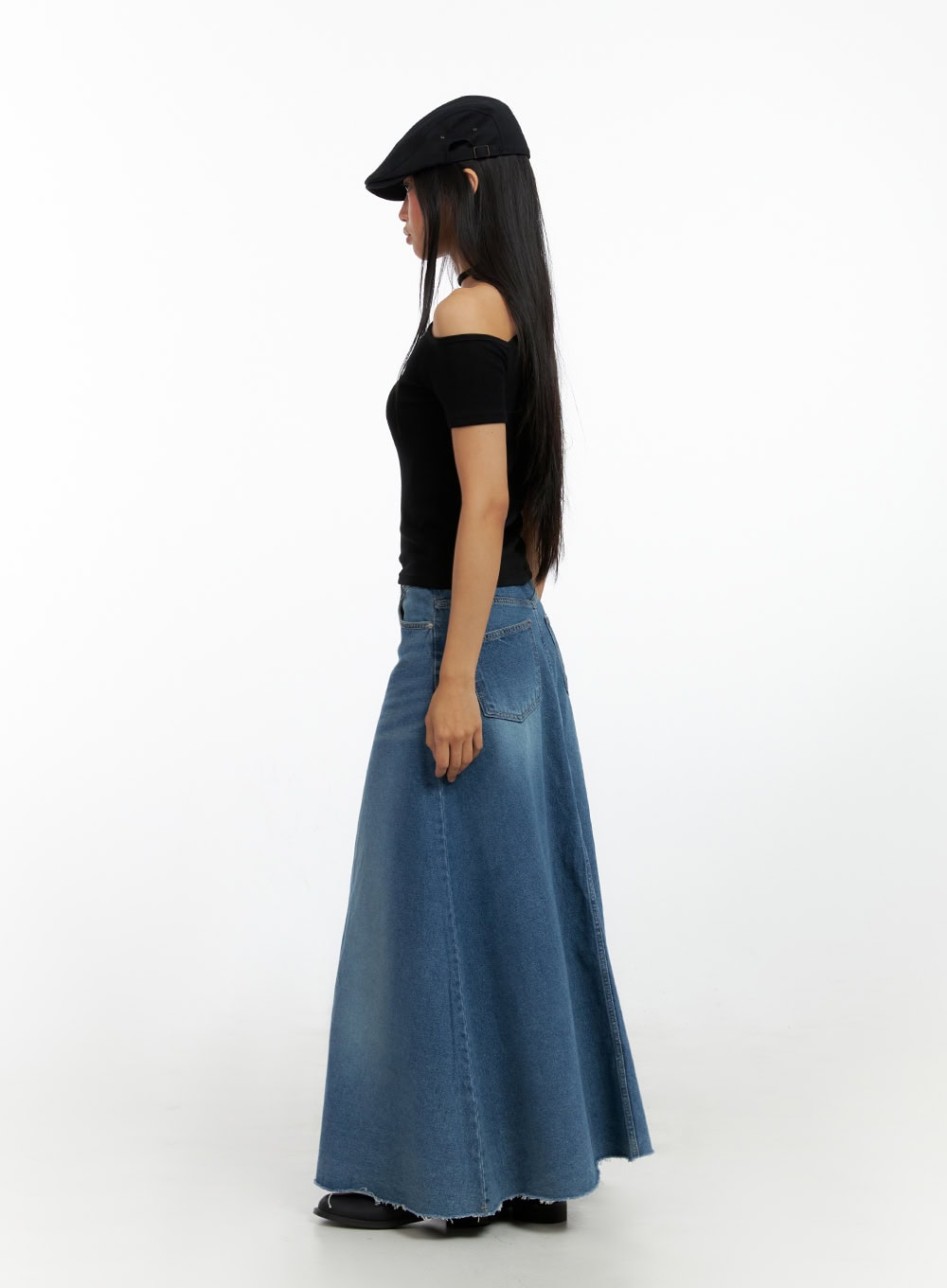 Maxi Flare Denim Skirt IL419