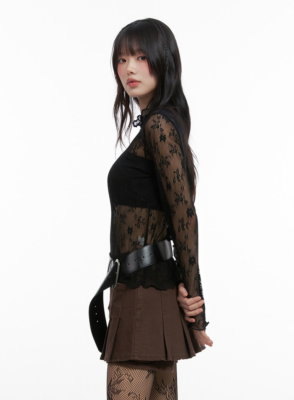 Floral Lace See-Through Blouse IO430