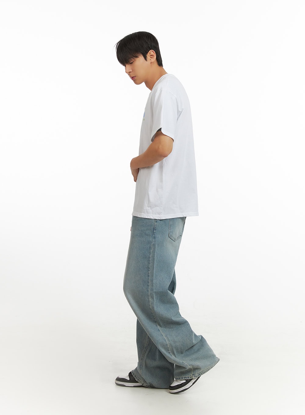 Men's Lettering Round Neck T-Shirt (White) IU419