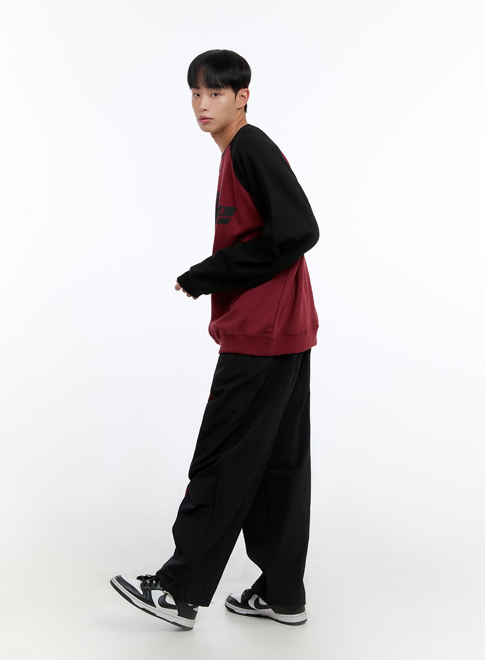 Men's Banded Mixed Color Nylon Wide Pants IS413