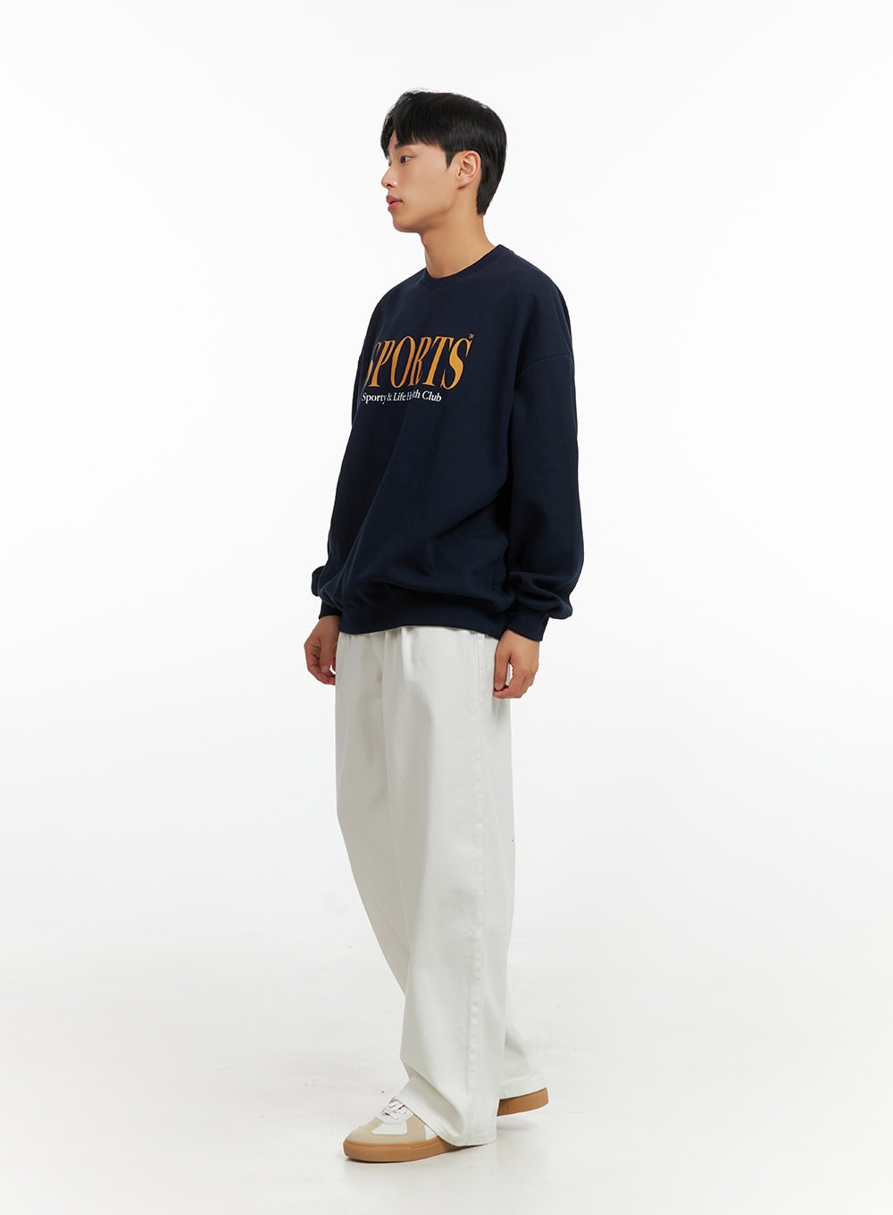 Men's Graphic Lettering Crewneck Sweatshirt (Dark Blue) IU414