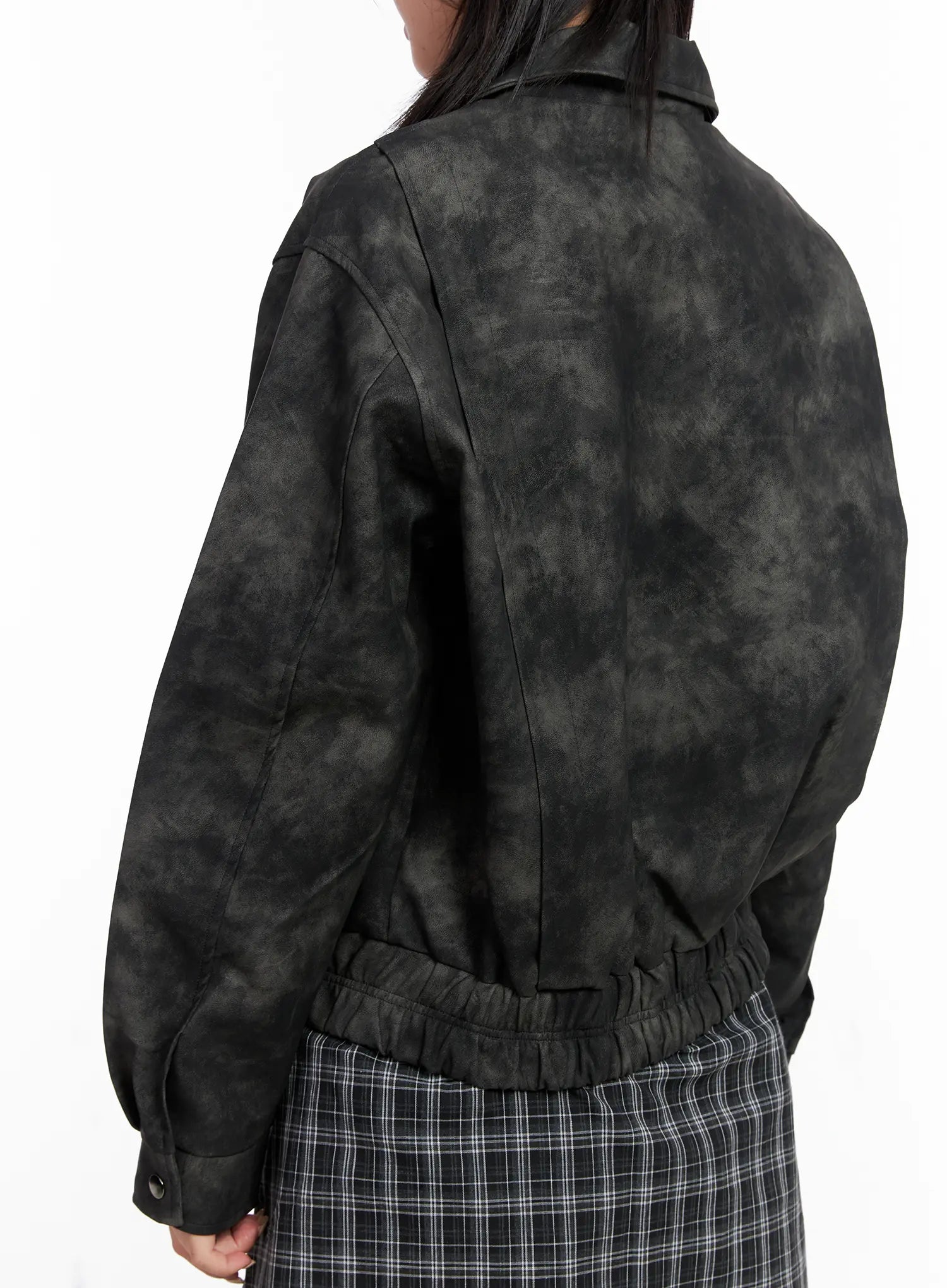 Vintage Washed Faux Leather Jacket CS512