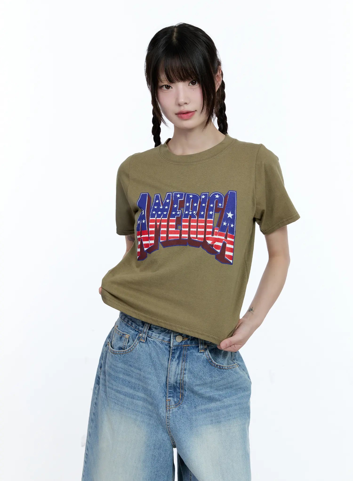 Patriotic Graphic Cropped Top CG507