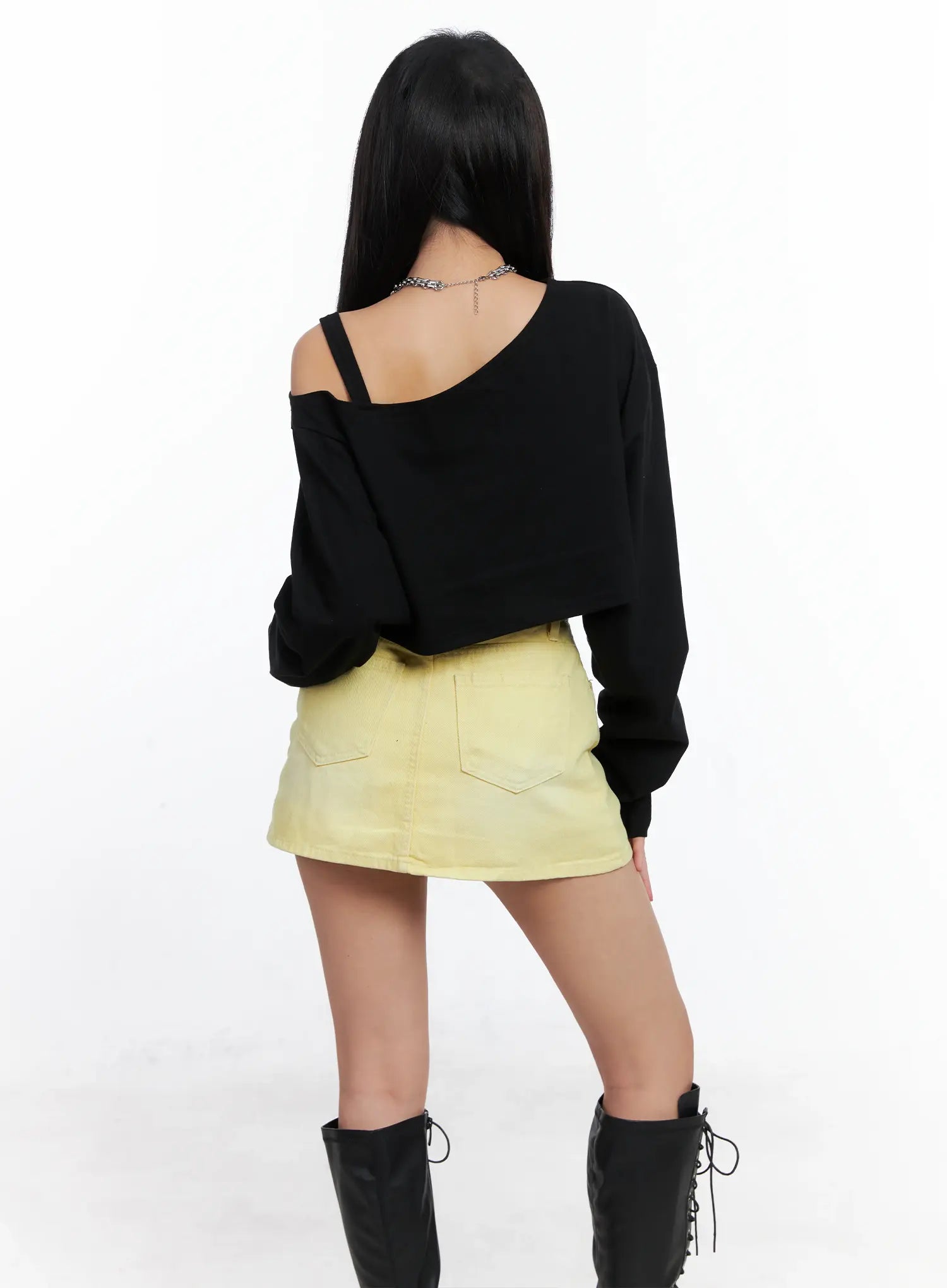 Asymmetrical Off-Shoulder Crop Top CS525
