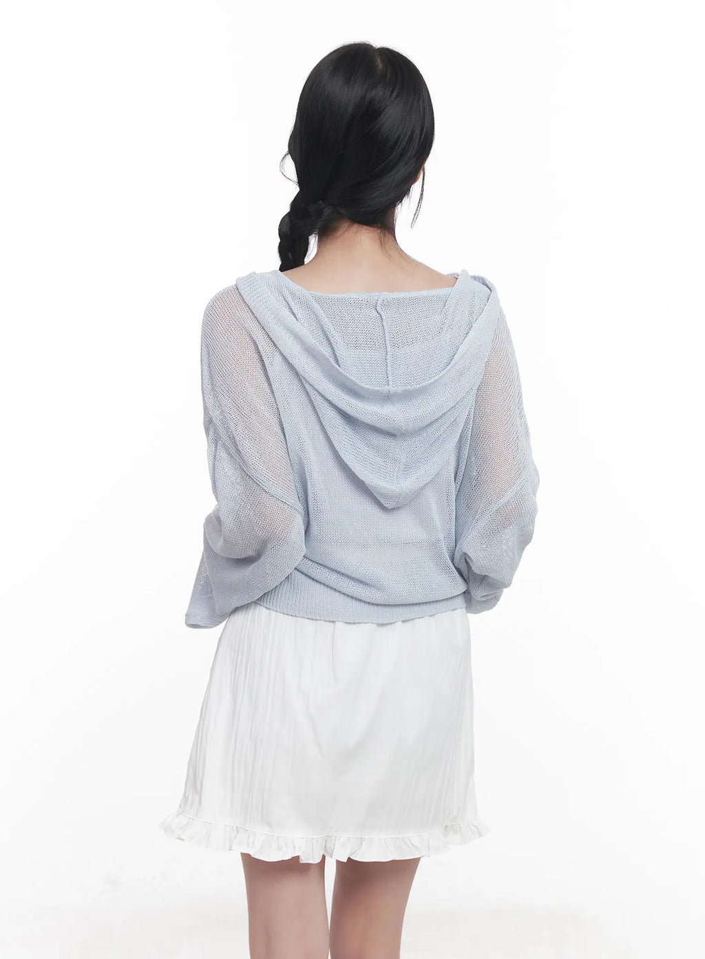 Sheer Buttoned Hooded Cardigan CU523