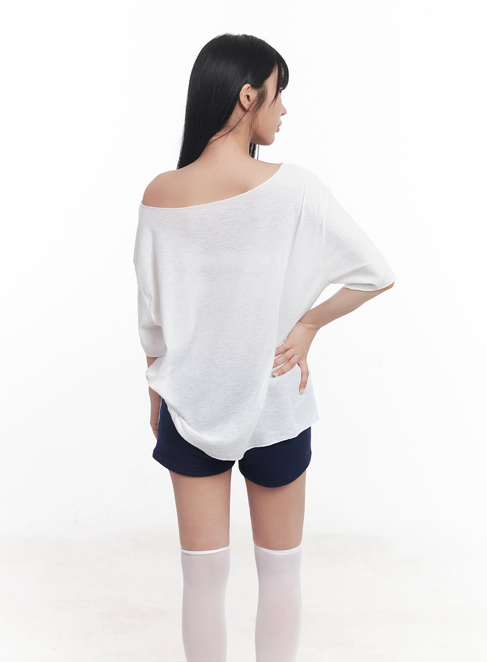 Sheer Loose-Fit Off-Shoulder Top CY527