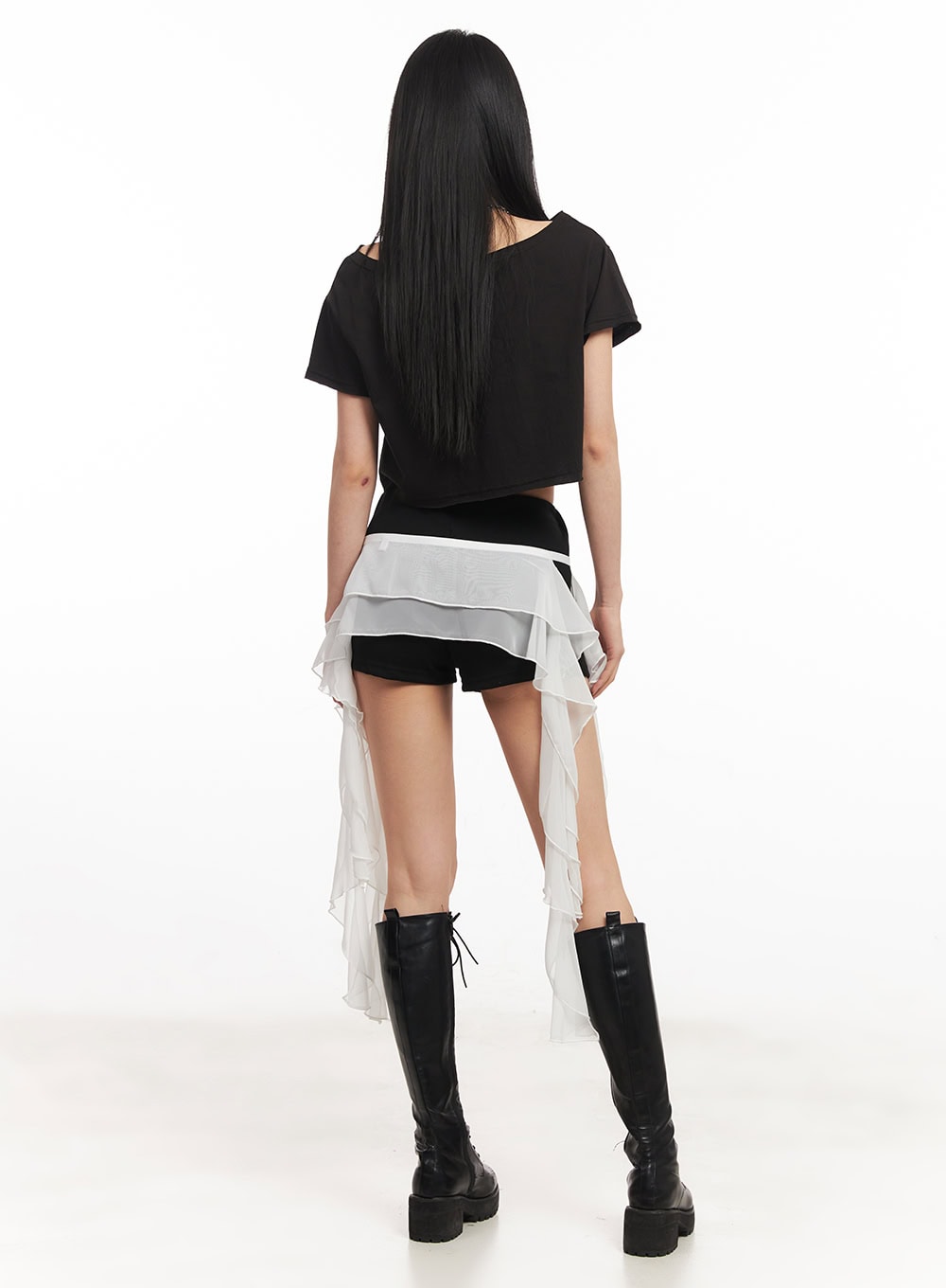 Sheer Tiered Ruffle Skirt CA514