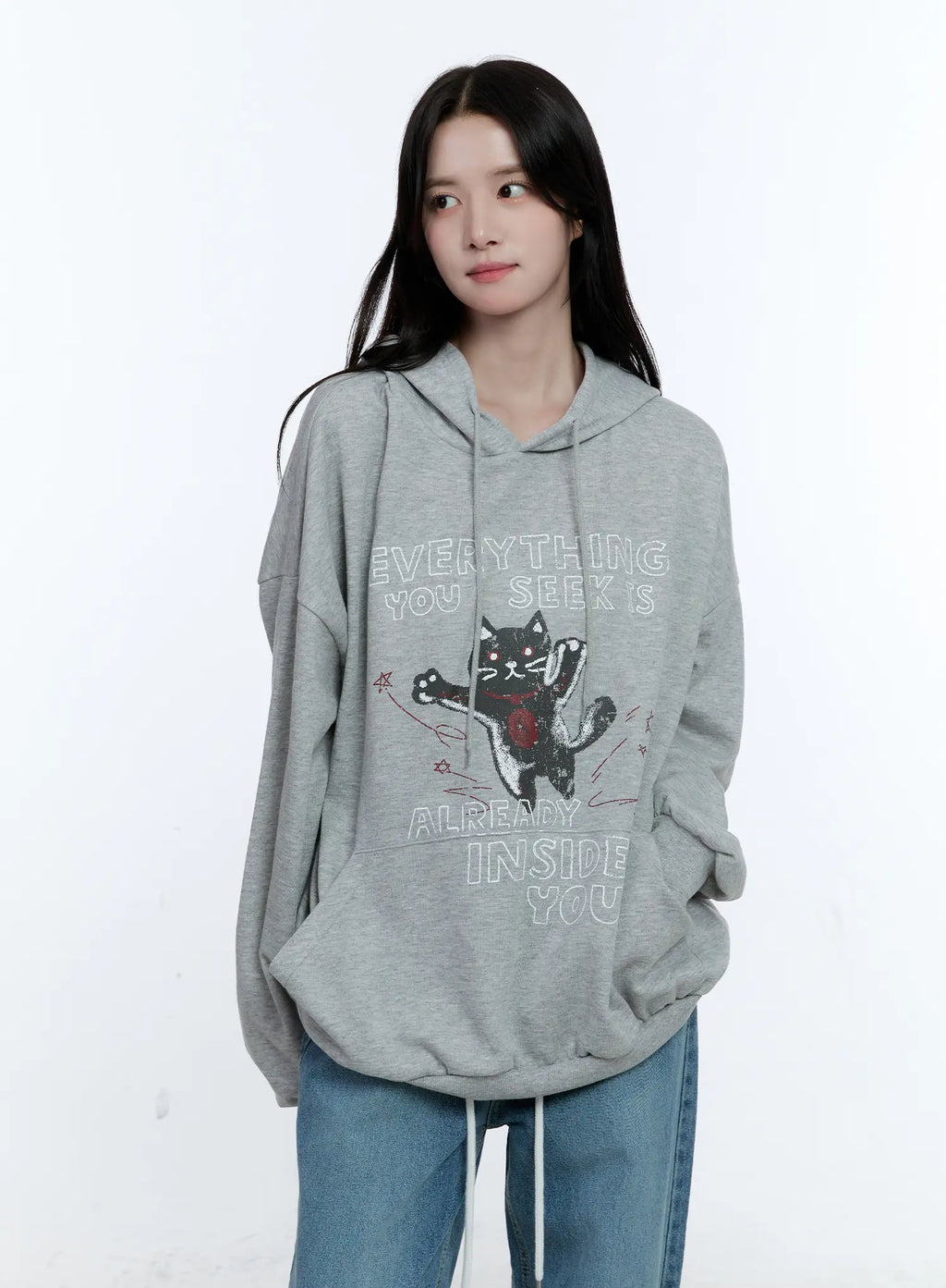 Oversized Kitty Graphic Hoodie CG513