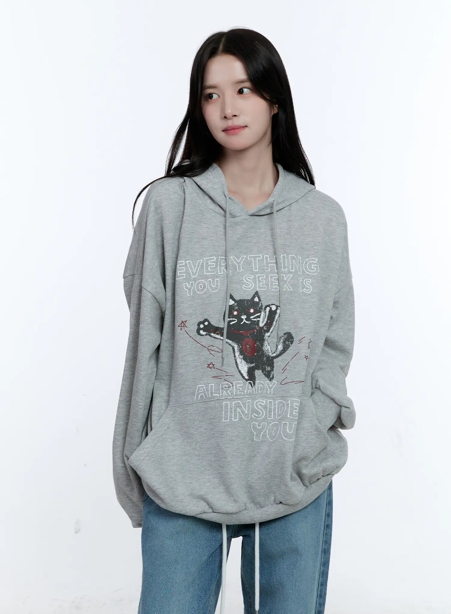 Oversized Kitty Graphic Hoodie CG513