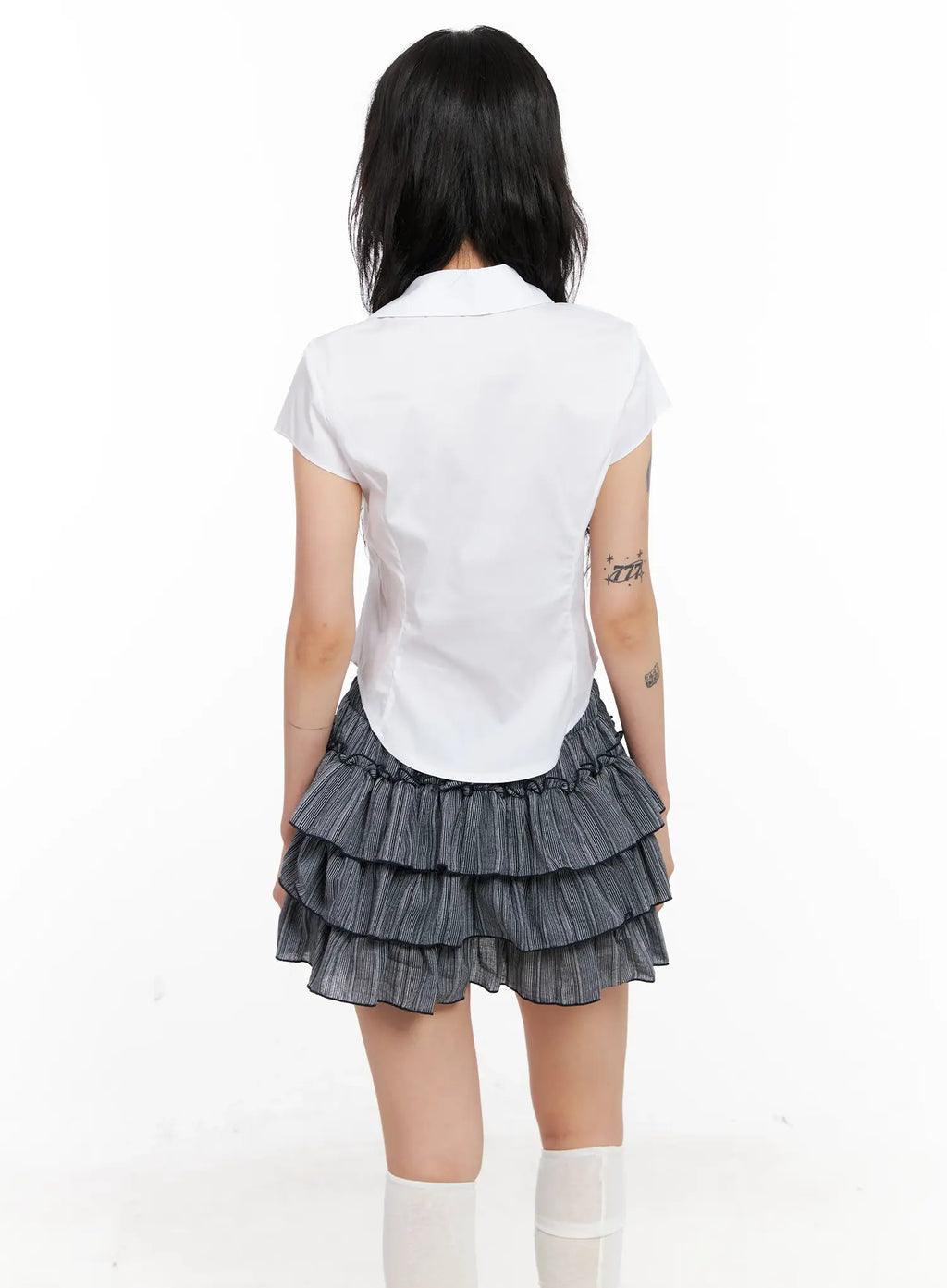 V-Cut Short Sleeve Collared Shirt CL528