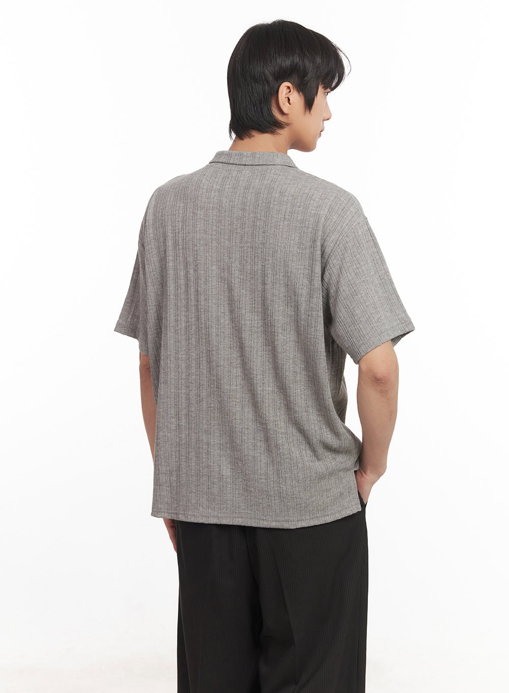 Men's Loose-Fit Collared Ribbed T-Shirt IA510
