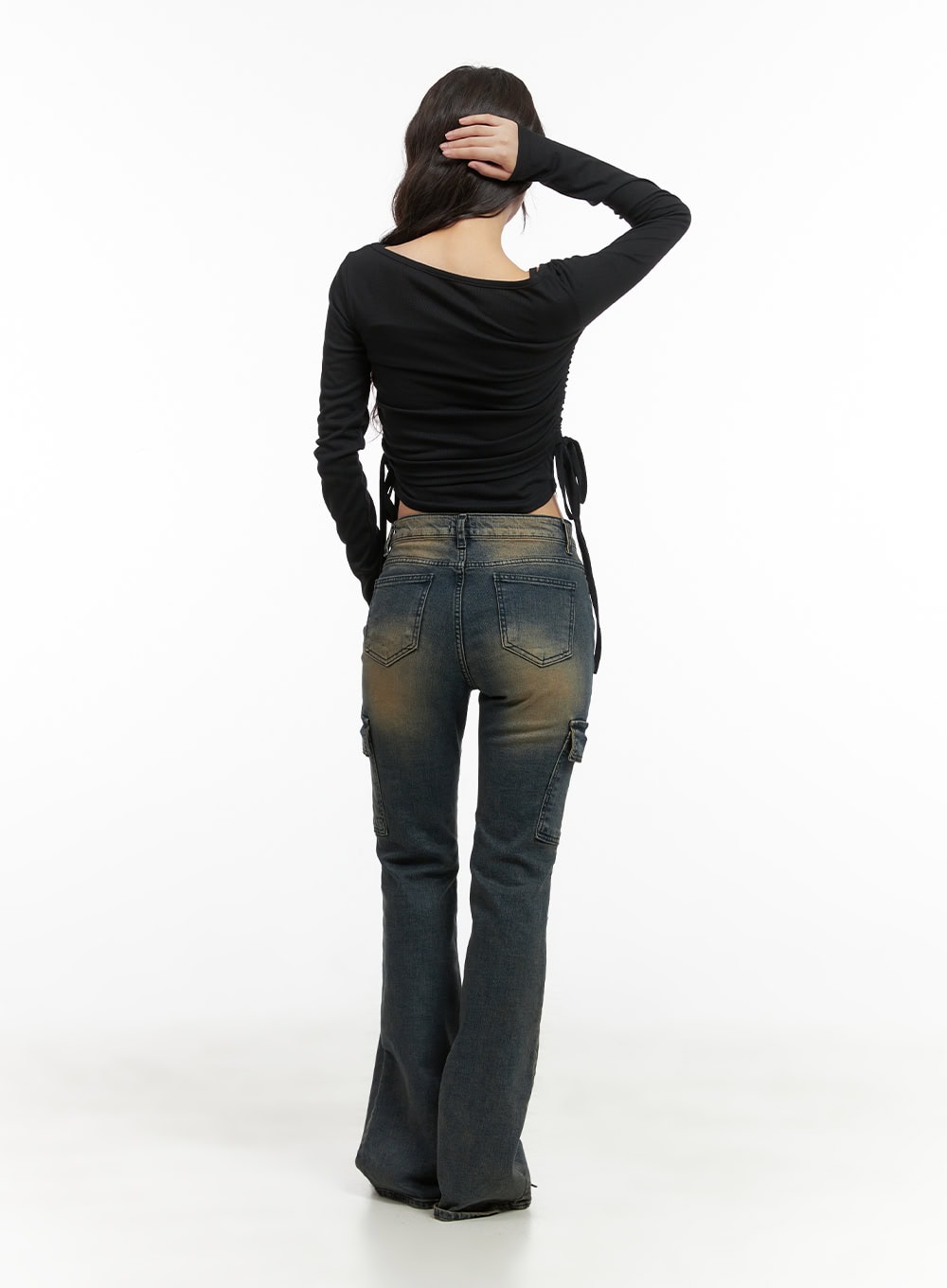 Jada Vintage Washed Pocket Slim Bootcut Jeans CG422
