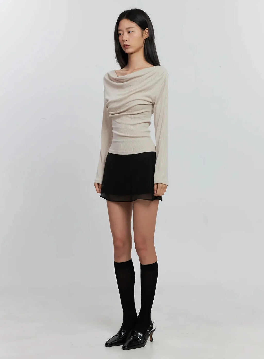 Asymmetric Long Sleeve Top IS516