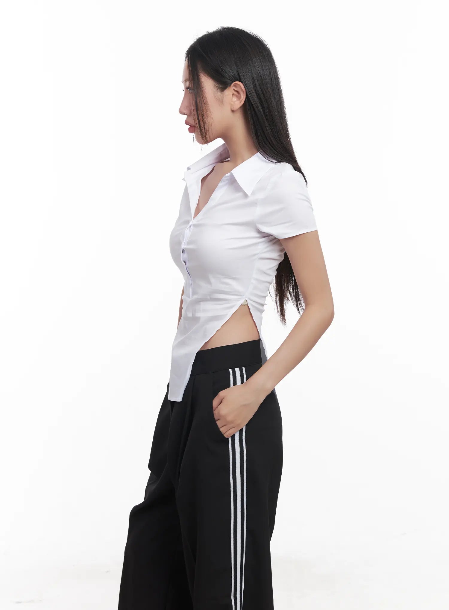 Buttoned Collar Short-Sleeve Shirt CU517