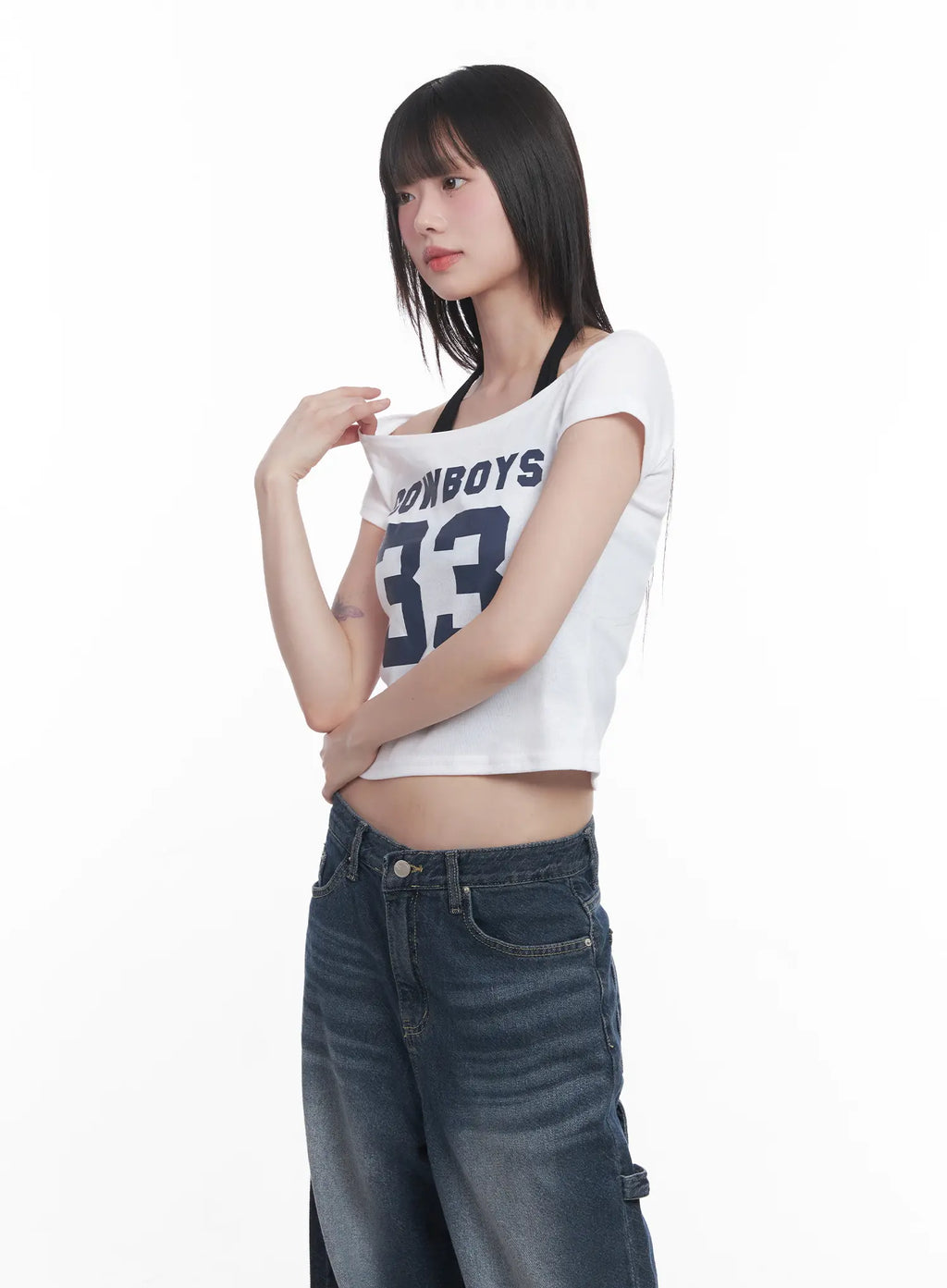 Cowboys Off-Shoulder Crop Tee CU518
