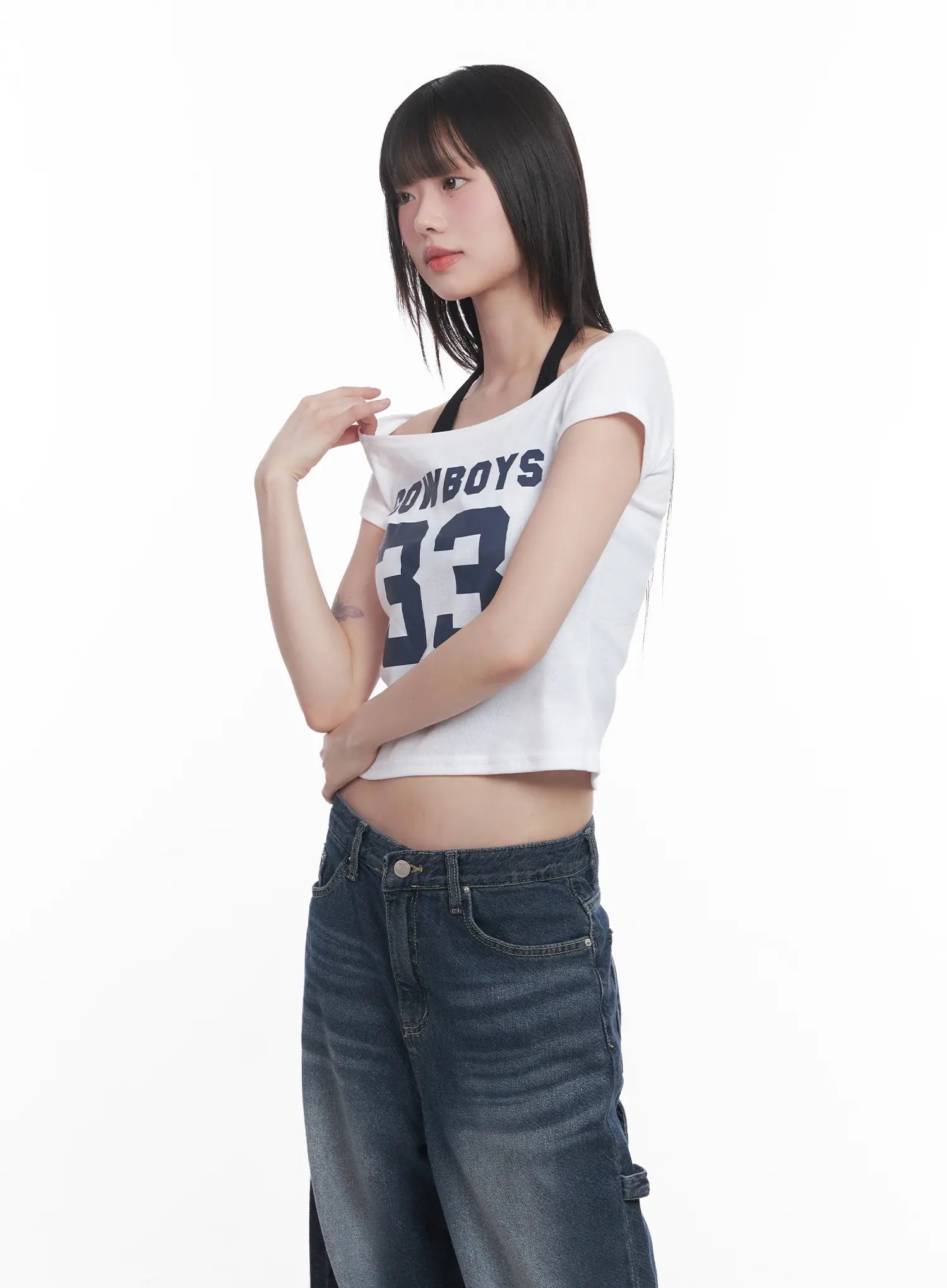 Cowboys Off-Shoulder Crop Tee CU518
