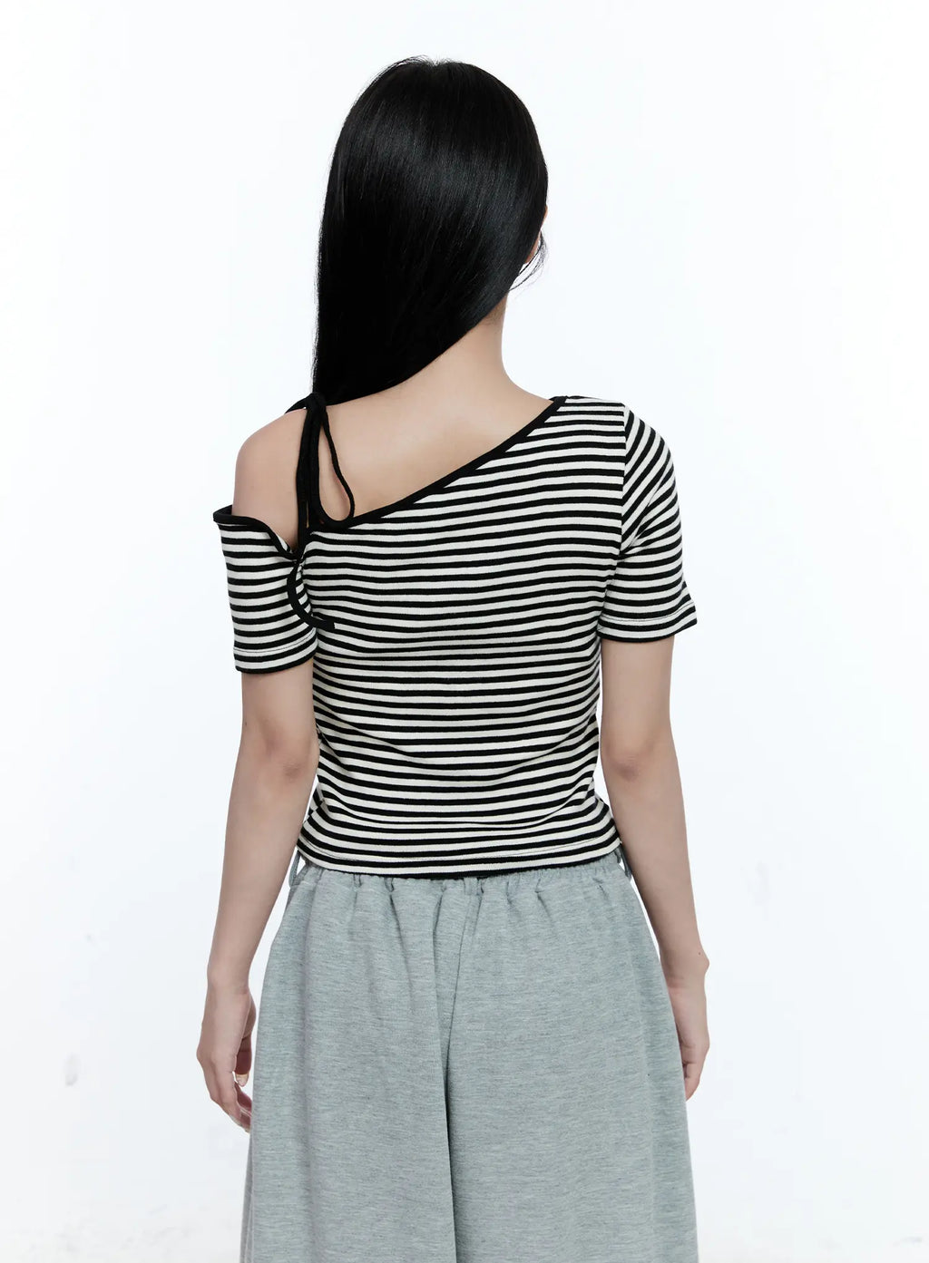 Striped Asymmetric Ribbon Tee CG507